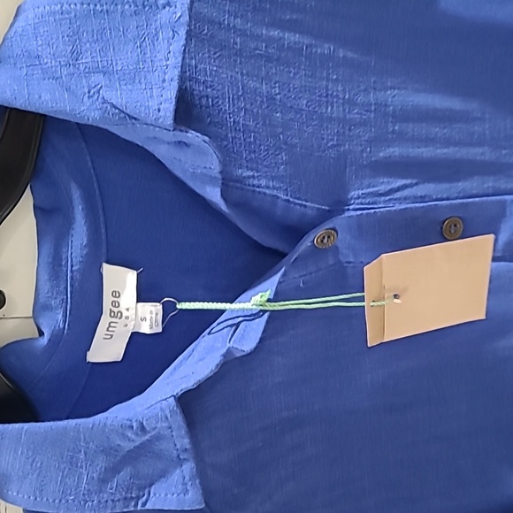 Umgee Blue Button-up High-Low Top - Picture 2 of 3